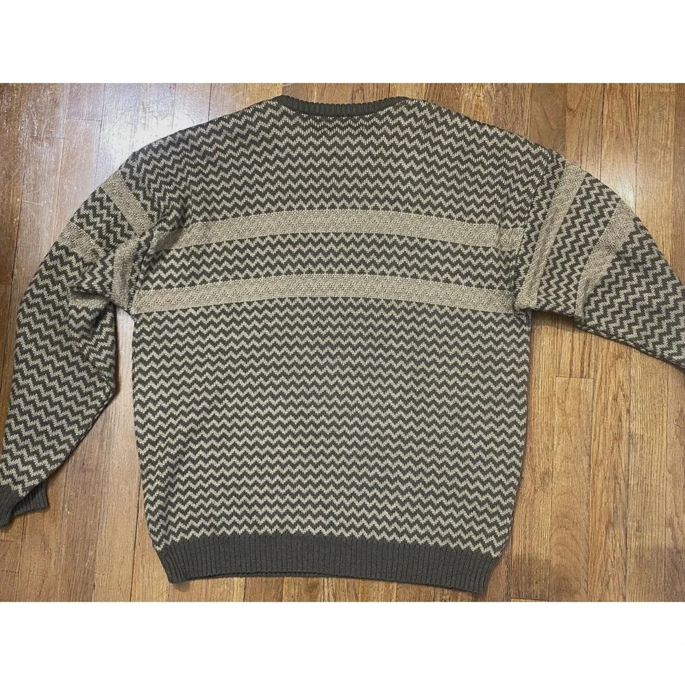 Men's Crossings Y2K Knit Sweater Geo Zig Zag Pattern Size XL Vintage Inspired
